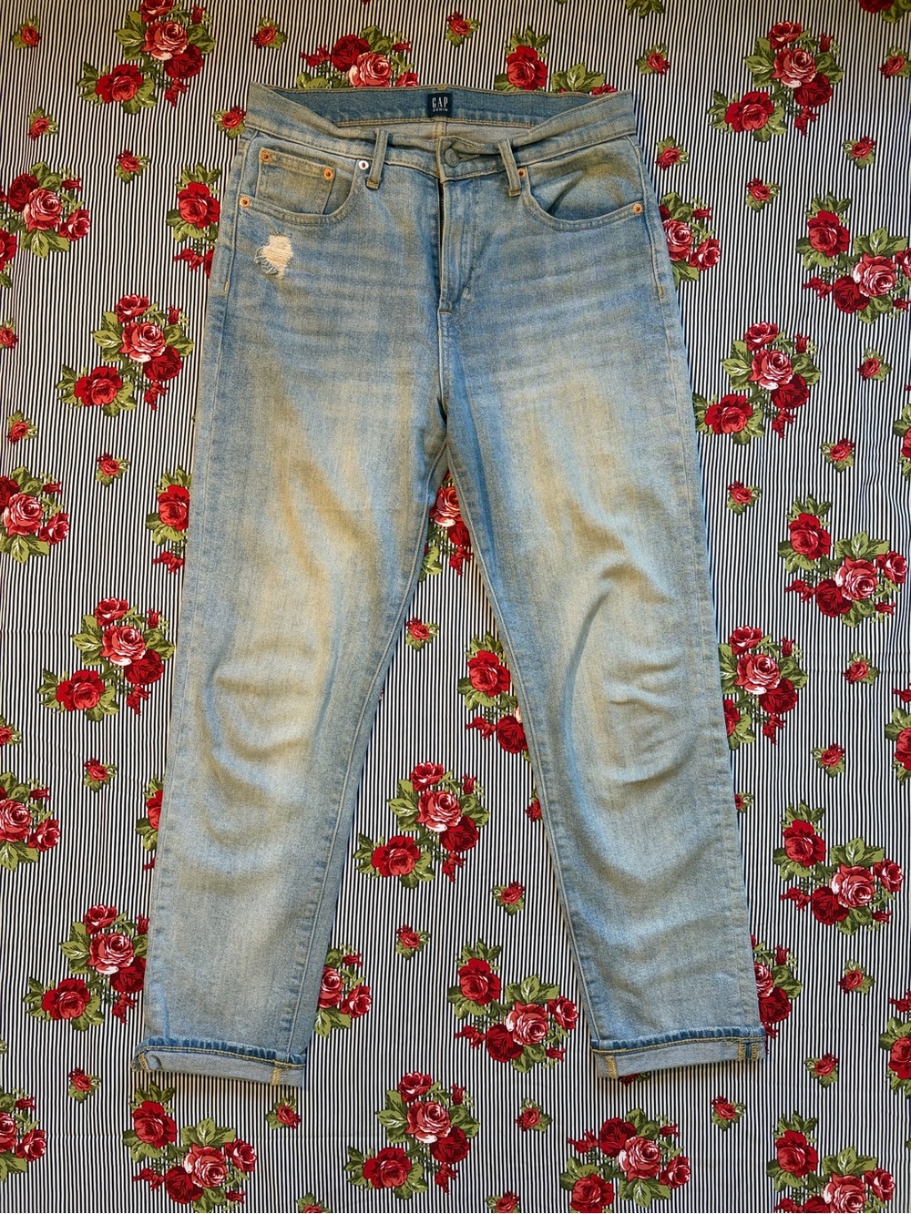 GAP Light Blue Cropped Mid Rise Girlfriend Women's Jeans